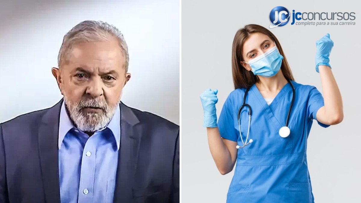 Candidato à presidente, Luiz Inácio Lula da Silva, e uma enfermeira