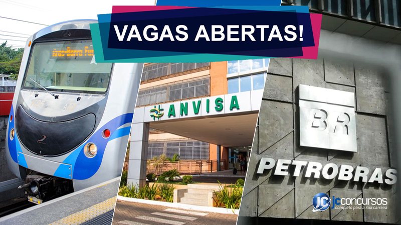 Montagem com imagens do Metrô SP, Anvisa e Petrobras - Divulgação e Agência Brasil