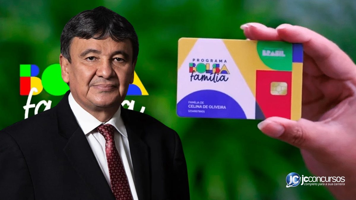 Ministro Wellington Dias ao lado do cartão do Bolsa Família