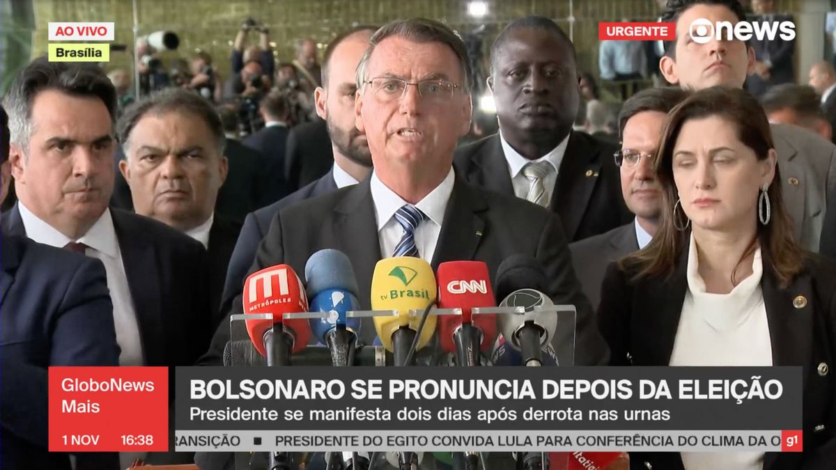 Bolsonaro faz o primeiro pronunciamento após mais de 30 do resultado da eleição - Reprodução