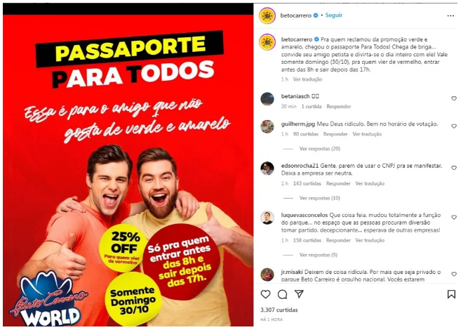 Post polêmico do Beto Carrero World